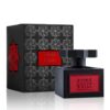 Flacone di profumo Kajal Joorie Eau de Parfum 100ml rosso e oro con tappo ricamato in rilievo