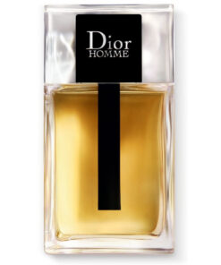 Elegante flacone squadrato trasparente Dior Homme da 100ml con scritte nere essenziali