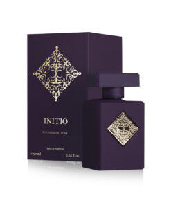 Iconico flacone viola scuro Initio Psychedelic Love da 90ml con stemma dorato