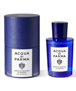 Flacone blu Acqua di Parma Mirto di Panarea La Riserva da 100ml, design elegante e lussuoso