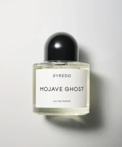 Iconico flacone minimalista Byredo Mojave Ghost da 100ml con tappo nero bombato e design svedese