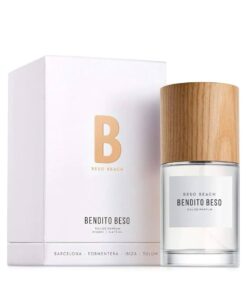 Flacone Beso Beach Bendito Beso da 100ml con tappo in legno naturale e design luminoso