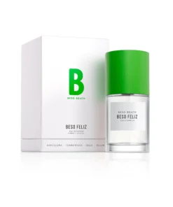 Flacone Beso Beach Beso Feliz da 100 ml con tappo in legno ecosostenibile e design solare