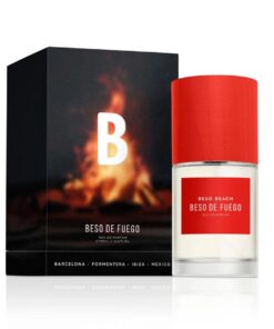 Flacone Beso Beach Beso De Fuego da 100 ml con tappo in legno scuro e design lussuoso