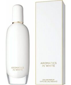 Elegante flacone bianco opaco di Clinique Aromatics in White da 100ml