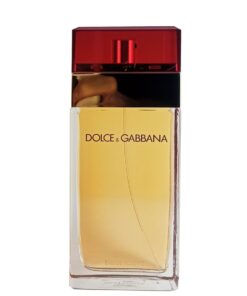 Flacone di Eau de Toilette Dolce & Gabbana da 100ml con tappo rosso e liquido dorato.