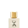 Flacone di profumo Nishane Hacivat X Extrait de Parfum 100ml flacone bianco e oro con tappo dorato