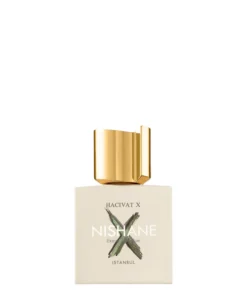 Flacone di profumo Nishane Hacivat X Extrait de Parfum 100ml flacone bianco e oro con tappo dorato
